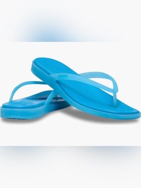 NWT. CROCS, size 6, Miami Frosted Blue, Flip Flops